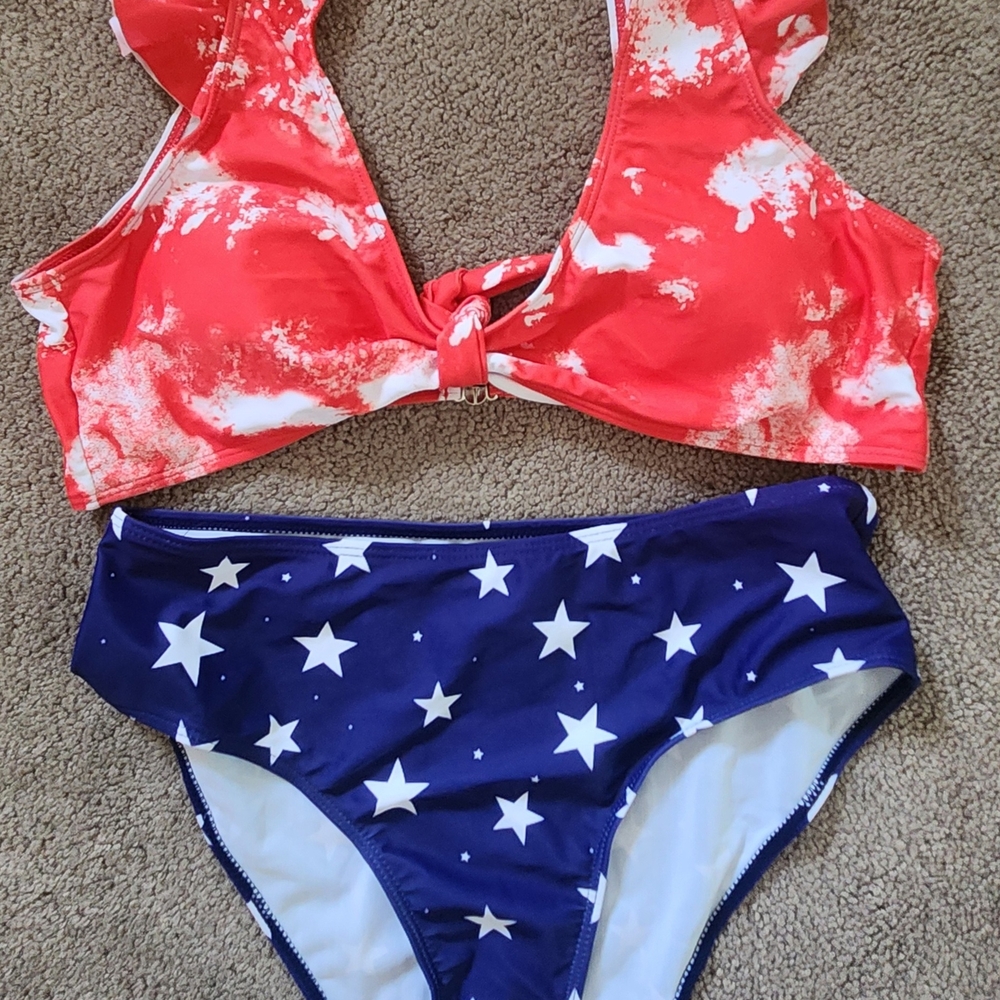 SHEIN Red and Blue Star Bikini